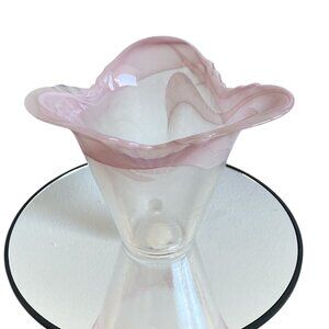 Murano Lavorazione Arte Hand Blown Ruffle Glass Vase